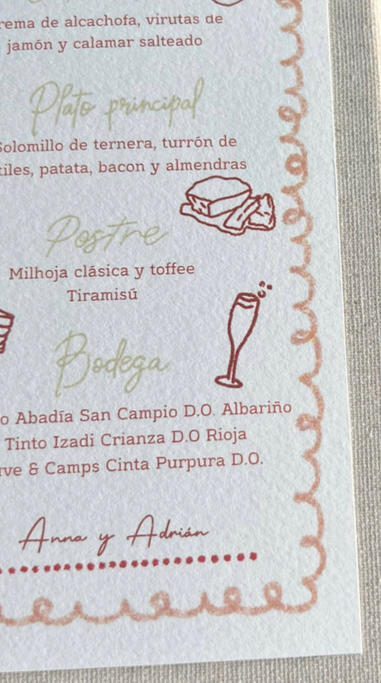 Minuta verde o naranja Pack 50 unidades (0'90€ u. )