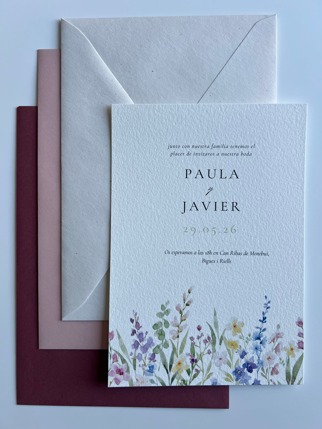 Invitación y sobre FLORES Pack 25 (2'75€ u.)